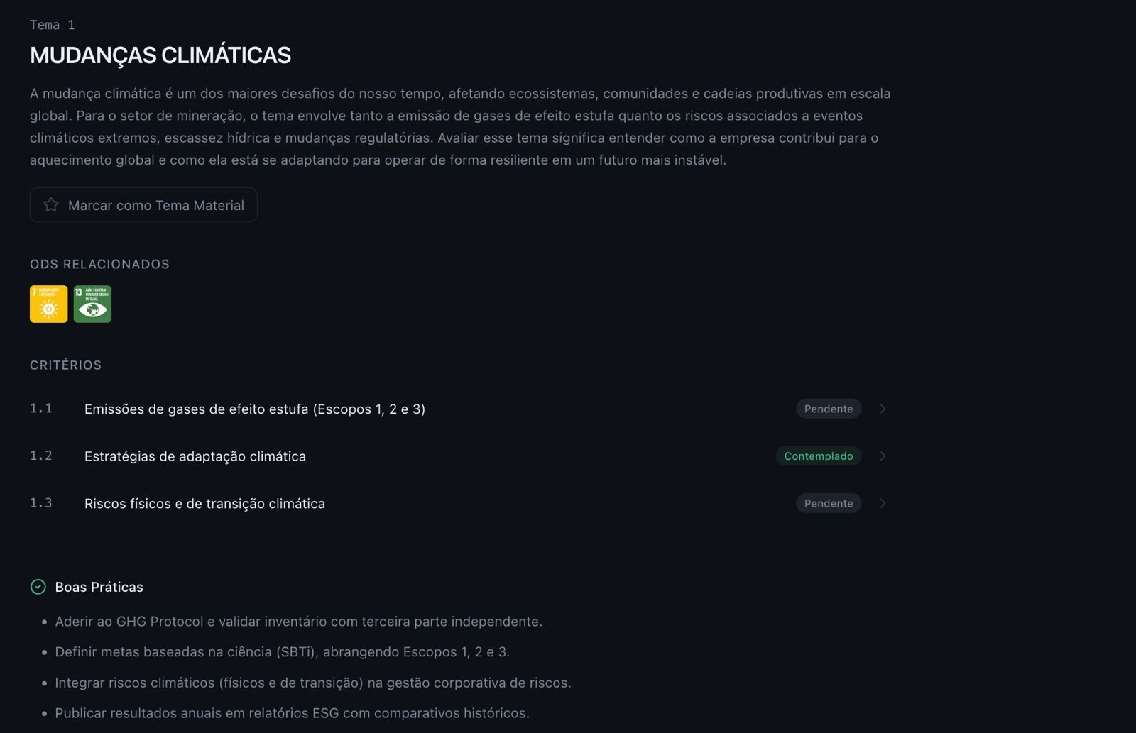 Tela da funcionalidade Indicadores & KPIs